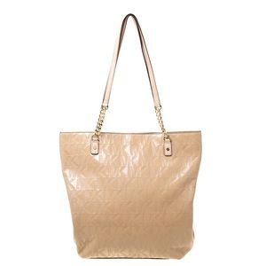 MICHAEL Michael Kors Signature Beige Patent Leather Jet Set Chain Tote